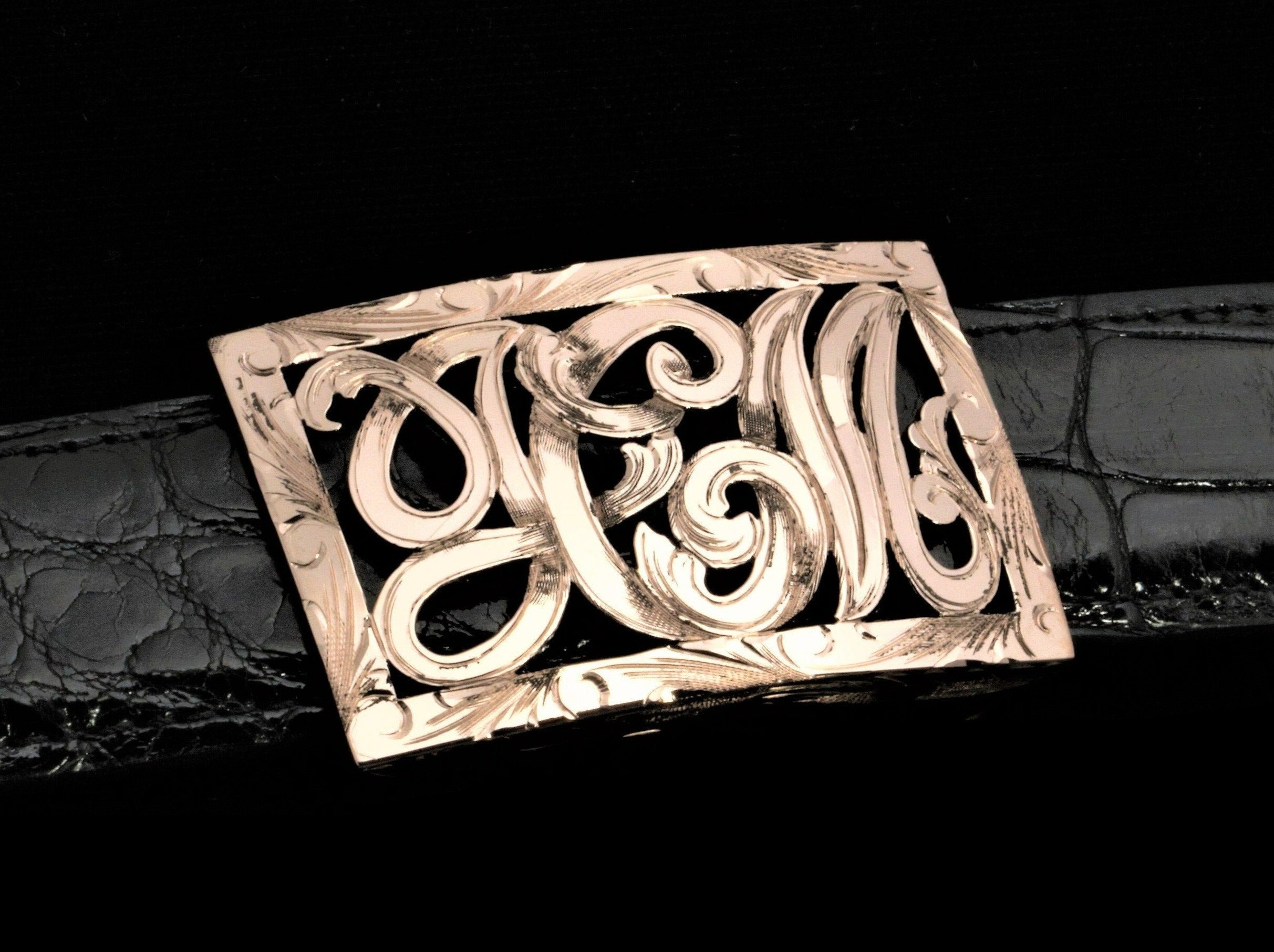 New Orleans Engraved Buckle | 14k Gold Monogram Belt Buckle  display picture 2
