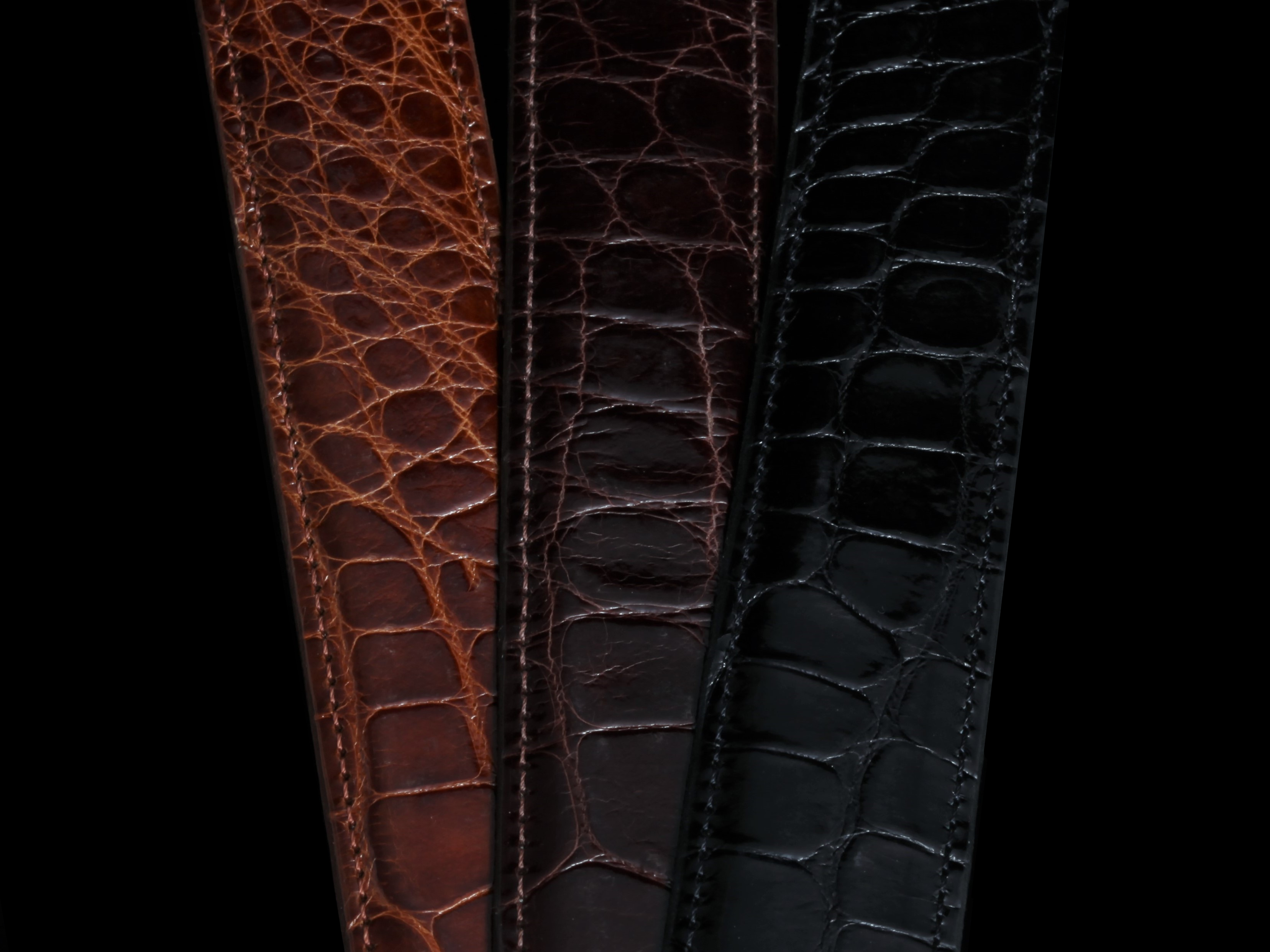Classic 30mm Genuine Glazed Alligator Belt, 36 / Dark Brown