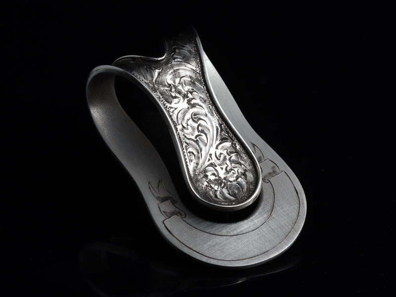 Big Bend Scroll Money Clip With Wire, Sterling