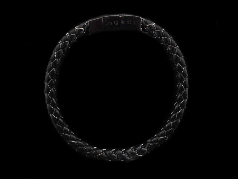 Grey Piped Leather Click Bracelet