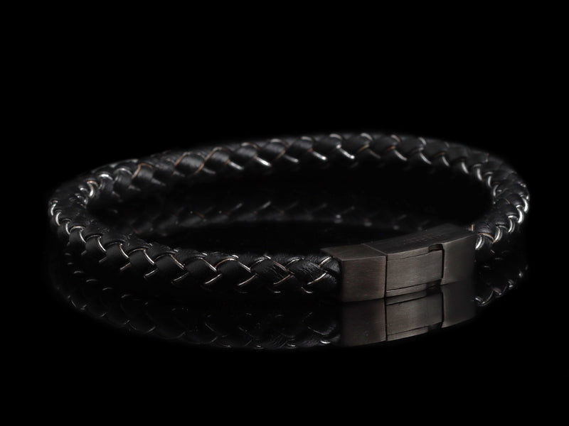 Grey Piped Leather Click Bracelet