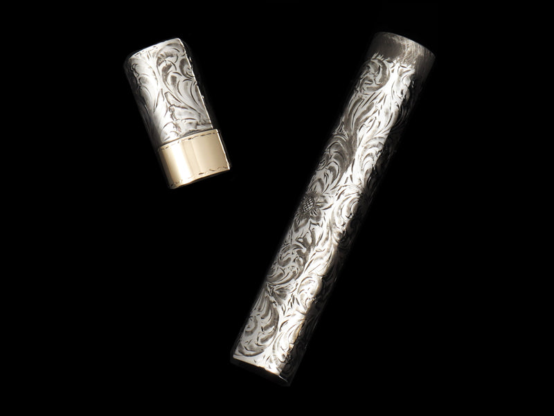 Sterling & 14k Scroll Cigar Tube Gifts Comstock Heritage 