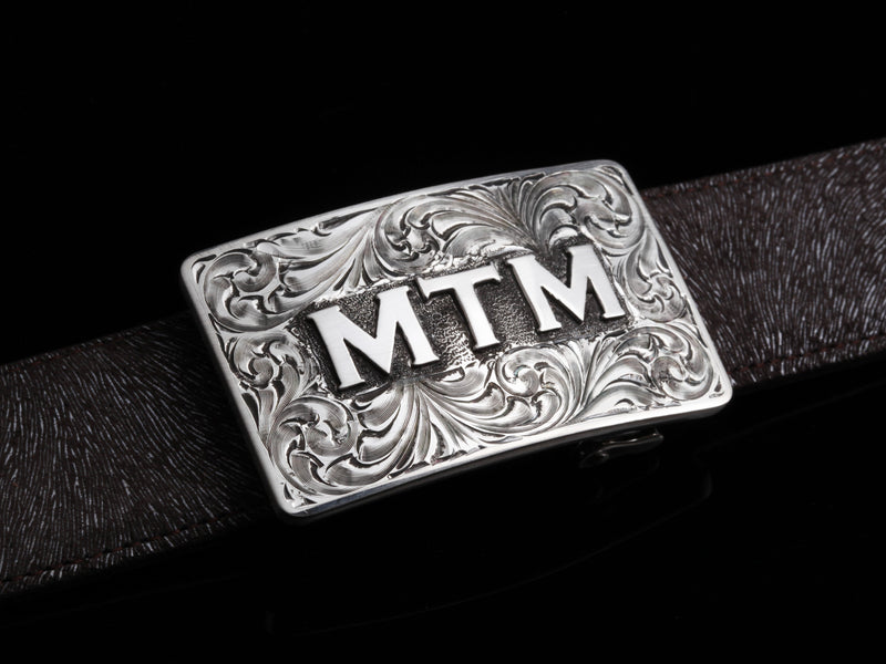 Comstock Heritage New Orleans Engraved Buckle | 14K Gold Monogram Belt Buckle Sterling Silver and 14K initials
