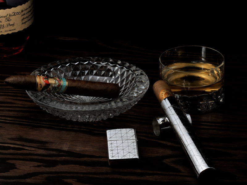 Herringbone Cigar Tube and Zippo Set Gifts Comstock Heritage 